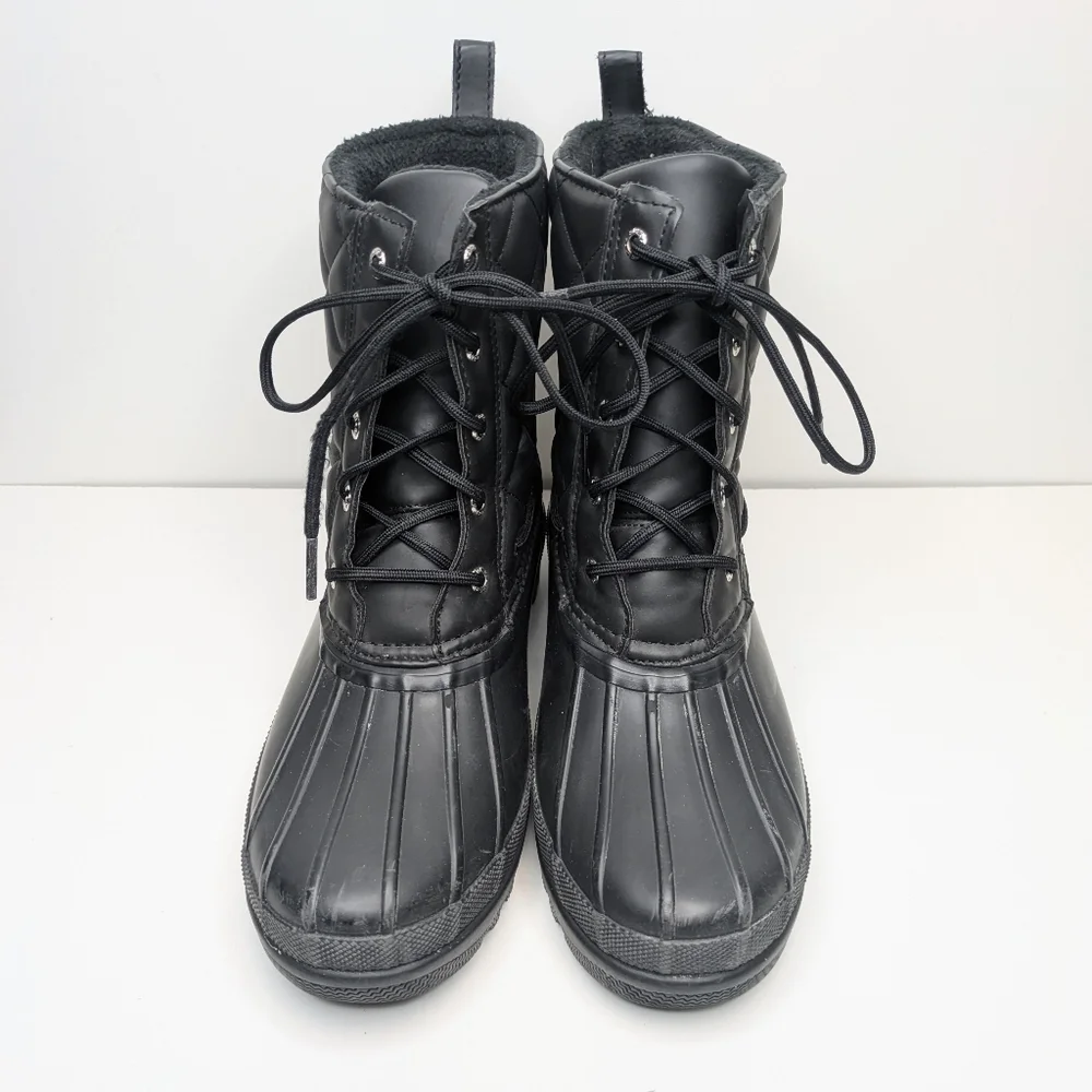 Sperry Black Quilted Duck Boots Winter Snow Lace Up Women's Size 8